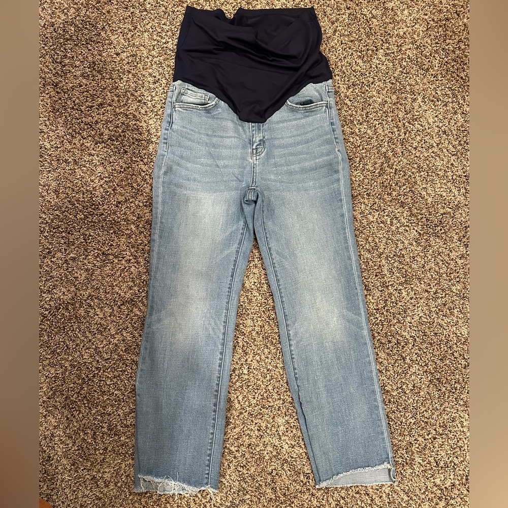 Pink Blush Cropped Maternity Jeans
